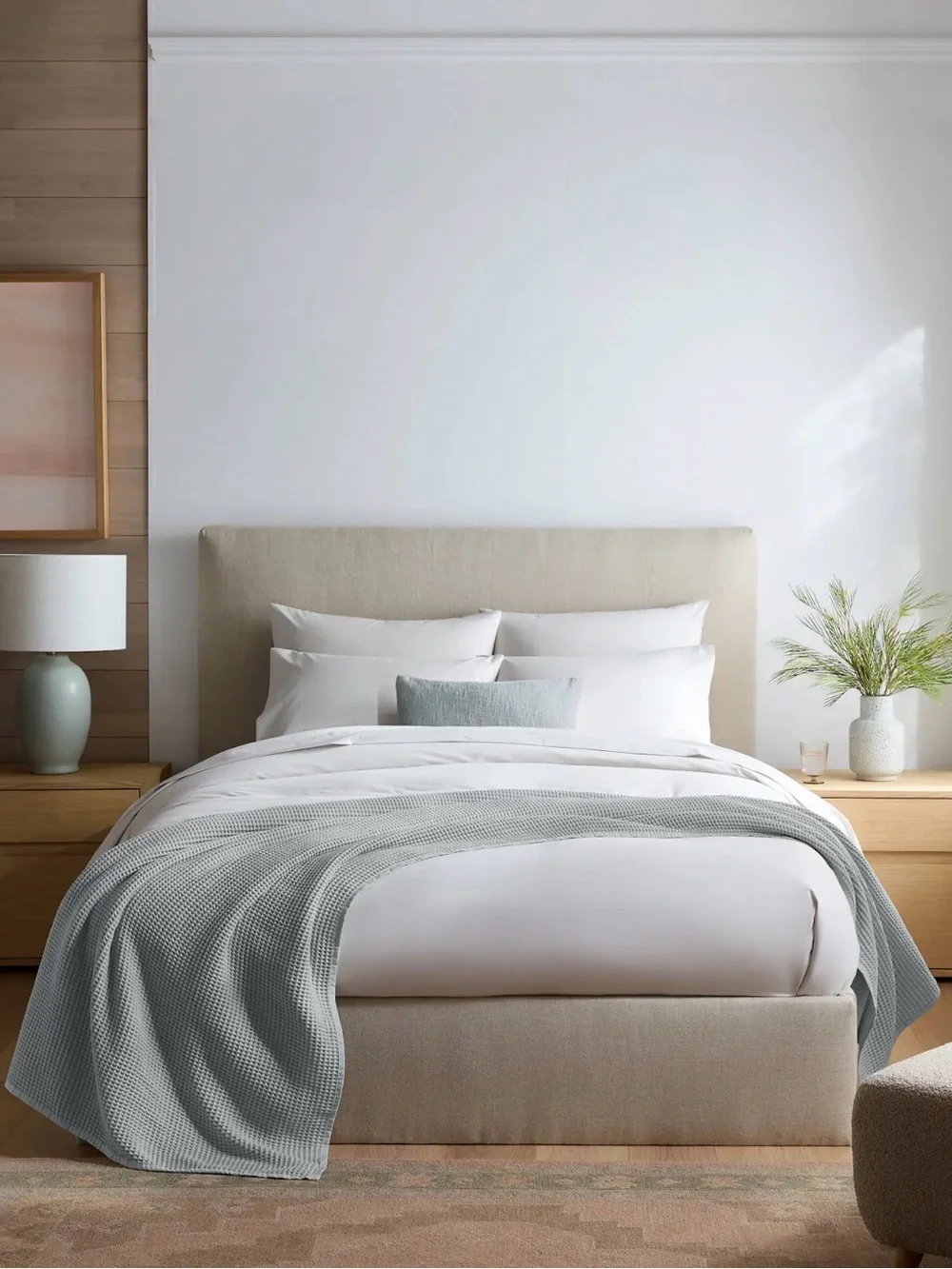 Organic King Waffle Knit Blanket in Mist - Retail $109